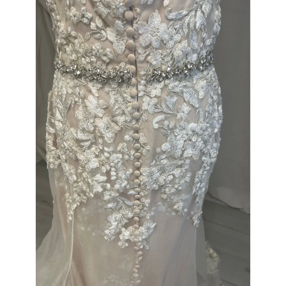 Jenny Yoo Collection Wedding Bridal Dress Strapless Floral Lace Mermaid Sz 10